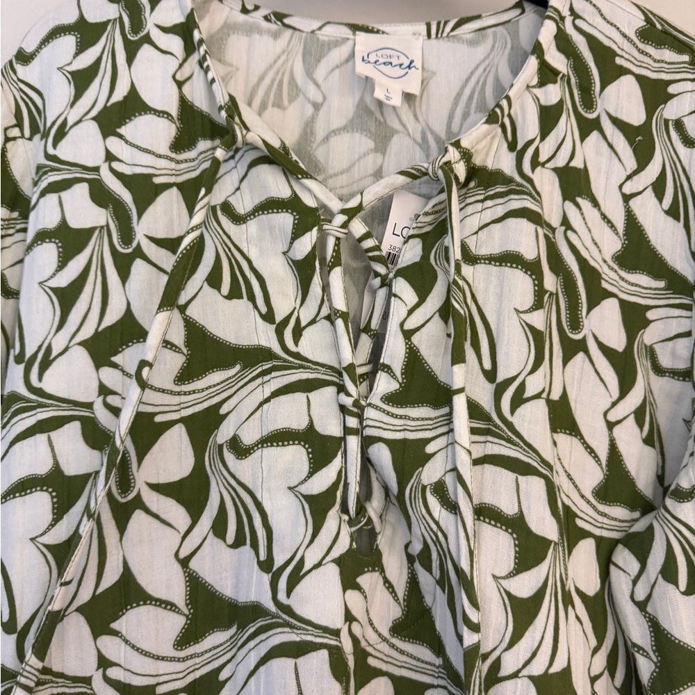 LOFT Beach Swirl Gauze Lace Up Swimsuit Cover Up - Size Large - Picture 6 of 7